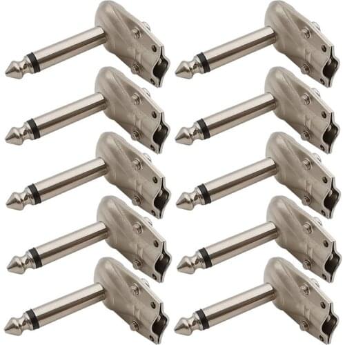10Pcs/lot 90Degree Right Angle 6.35 mm Mono 2 Pole Jack Plug 6.35mm Guitar Audio Cable Pancake Type 1/4 Inch Soldering Connector