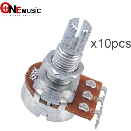 10pcs/Lot A500k long Split shaft 18mm ELectric Bass Guitar Volume Tone Pots Audio Tone Switch Potentiometer