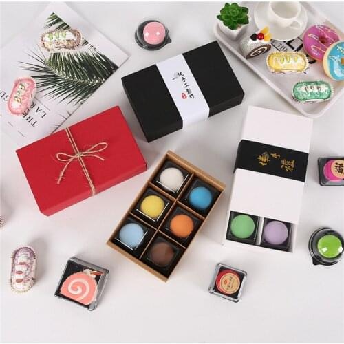 100pcs/lot 4 colors Kraft paper cake packing box 6 grains Macaroon Packing box Gift box wholesale