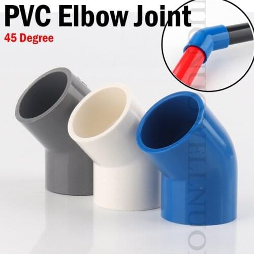 2pcs I.D 20~200mm PVC Pipe 45° Equal Elbow Connector PVC Pipe Connectors Indoor Water Supply Pipe Joint Drainage Pipe Fittings