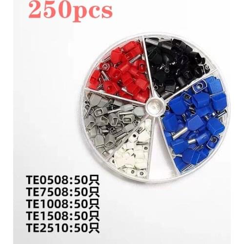 250/400pcs TE Dual-Line Tube Combination Set Needle-Shaped Cold-Pressed Parallel Red copper Wiring Terminal 2×0.5-6mm²