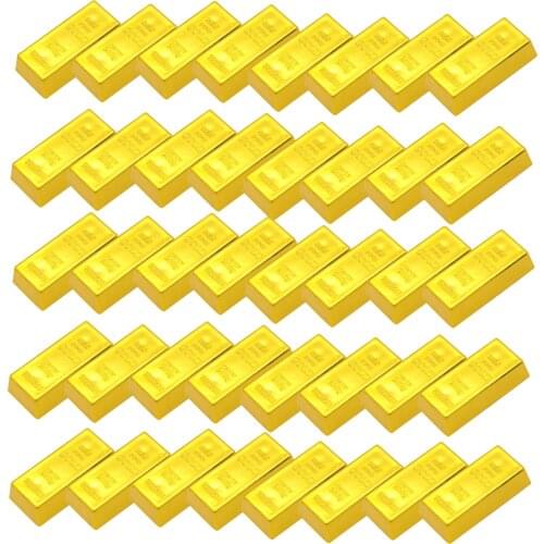 40x Fake Gold Bar Bullion Prop Door Stop Party Desk Table Kids Toy New