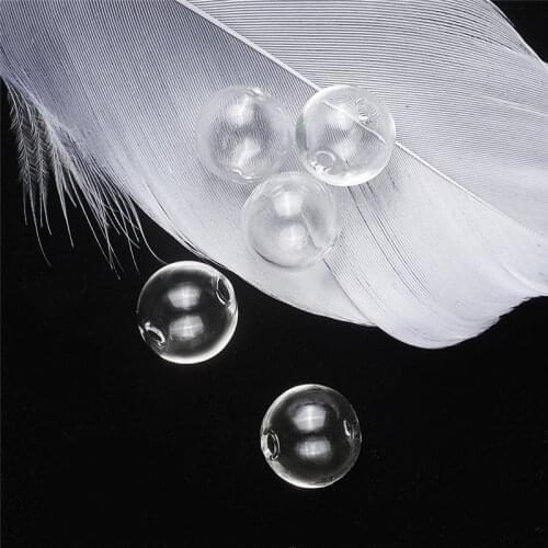5pcs 16/20/30/40mm Hollow Glass Ball with Double Hole Round Bubble Blown Glass Globe Bead for Jewelry Making DIY Earrings