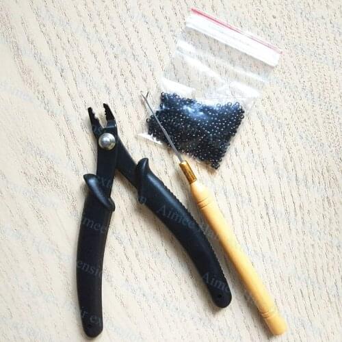 500pcs Nano rings+1pcs Nano plier+1 pcs NanoRings wooden needle for NanoRings hair extension tool kits