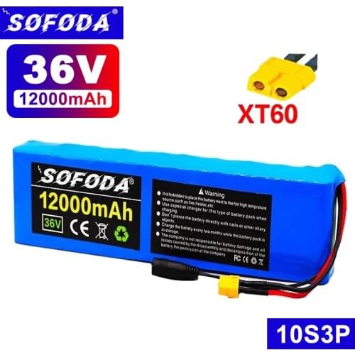 10S3P Battery with 20A BMS 500W 36V 12Ah 18650 Lithium Battery Pack for Ebike Electric Bicycle Scooter Rechargeable Battery