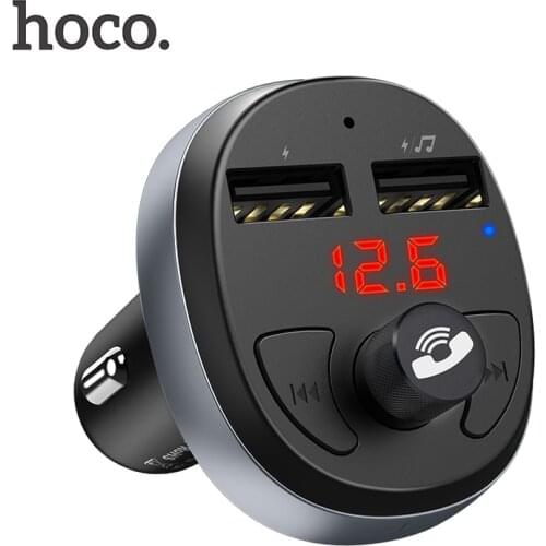 HOCO Car Charger for iPhone Mobile Phone Handsfree FM Transmitter Bluetooth Car Kit LCD MP3 Player Dual USB Car Phone Charger