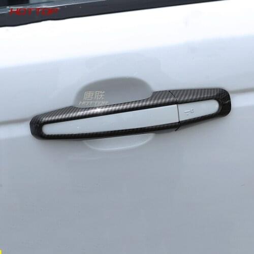 For Jaguar XE XFL F-Pace E-Pace X761 2017 2018 Car ABS Chrome Carbon Fiber Style Exterior Door Handle Cover Trim Accessories