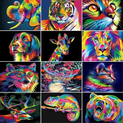 GATYZTORY 5D DIY Diamond Painting Color Lion Rhinestones Pictures Diamond Embroidery Sale Animal Cross Stitch Mosaic Crafts Kit