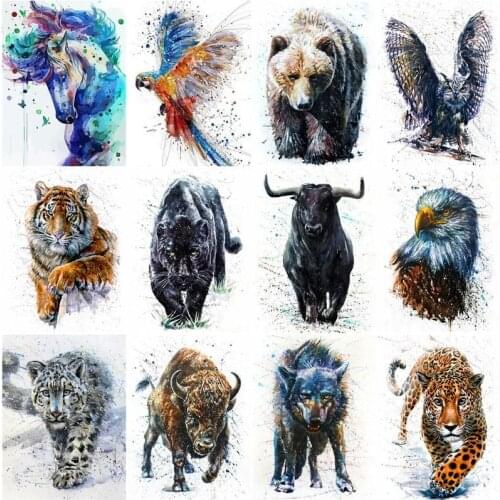 GATYZTORY Pictures By Number Leopard Cattle Tiger Animal Coloring By Number Kits Home Decoration Painting HandPainted Art Gift