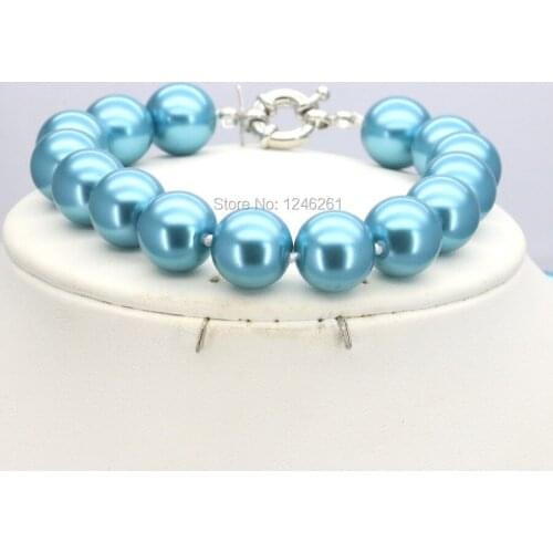 Hot Sale Ornaments 10mm Sky Blue Glass Pearl Beads Bracelet Jewelry Making Design Christmas Gifts Girls Women Hand Made Ornament