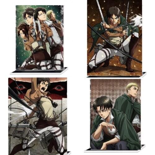 Hot Anime Attack on Titan Eren Jaeger Erwin Smith Rivaille Mikasa Ackerman Armin Acrylic Stand Figure Model Tabletop Decor