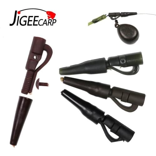 JIGEECARP 10sets Carp Fishing Pin Saftey Lead Clips with Pins +Tail Rubber Tubes for Carp Fishing Rigs Tackle Accessories Brown