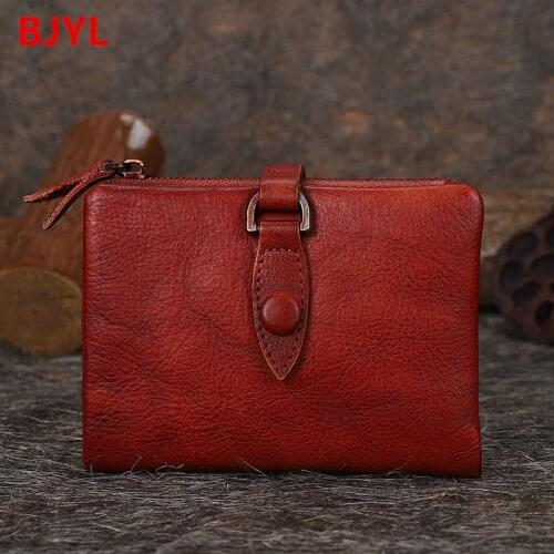 2020 leather mini purse women wallet new ladies handmade female short wallets retro leather small coin purse card holder wallets