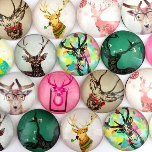 ZEROUP 12mm 20mm Round Photo Glass Cabochon Mixed Pattern Fit Cameo Base Setting for Jewelry Flatback TP-177-R