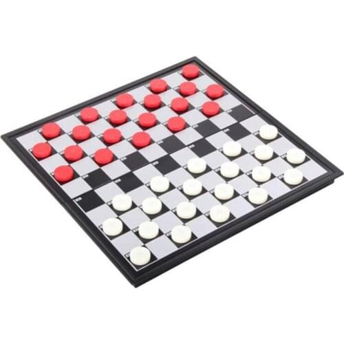 International Checkers Toy Educational Folding Chess Toy Magnetic Chess Board Game Training Draughts for Adults or Kids