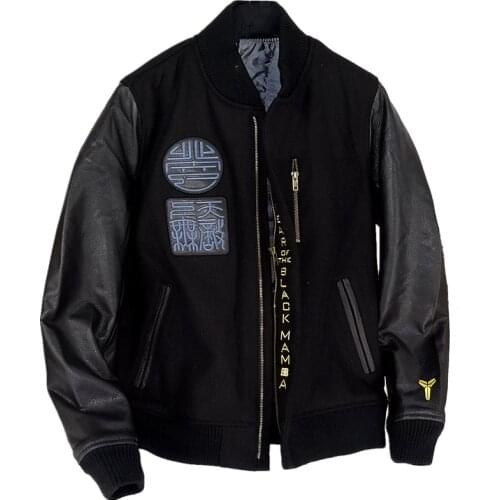 Genuine Cowhide Jacket Mens Embroidered Real Cowhide Baseball Leather Jacket Fashion Cowhide Coat Male