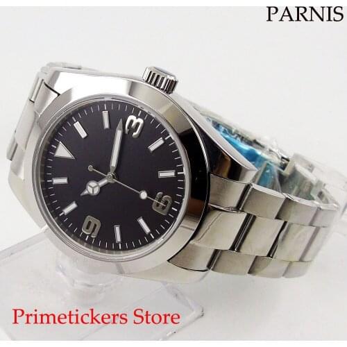 40mm parnis black dial sapphire glass automatic mens watch luxury brand mens watch