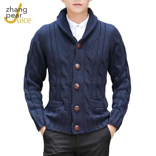 Men Solid Twist Sweater Jacket Mens Cardigan Sweater Fashion Men Long-Sleeve Jacket Coat