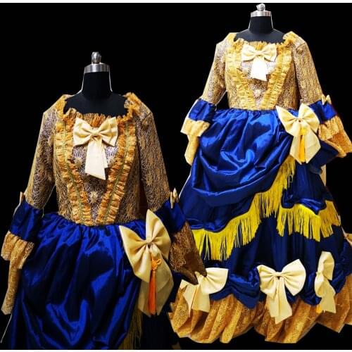 2019 New blue elegant Halloween Cosplay dress Colonial Georgian Renaissance Gothic Historical dress D-293