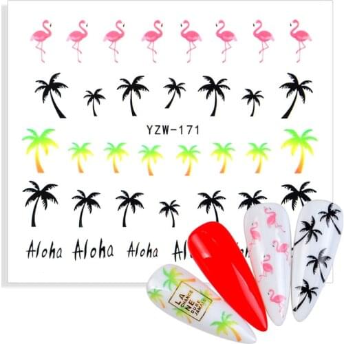 2021 New Nail Art Stickers Manicure Palm Ocean Wind Tropical Surf Beach Coconut Tree Style Nail Sticker наклейки для ногтей