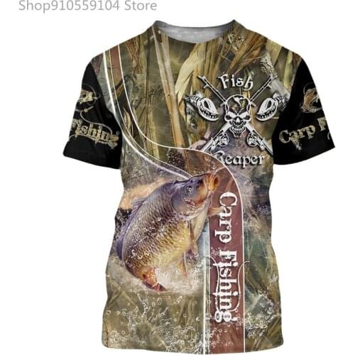 2021 new summer short-sleeved fashion casual cute carp fishing 3D printing Harajuku mens short-sleeved T-shirt T-shirt size XXS