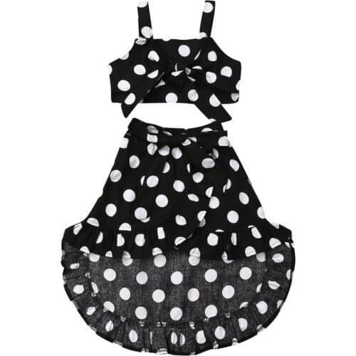 New Infant Baby Girls Irregular Dot Dress Skirt Dress+Tops Outfits Sets 2PCS 1-6Y