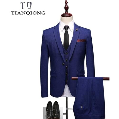 2019 New Arrival Royal Blue Costume Homme Men Suits for Wedding 3Pieces(Jacket+Pant++Vest+Tie) Terno Masculino Groom Blazer