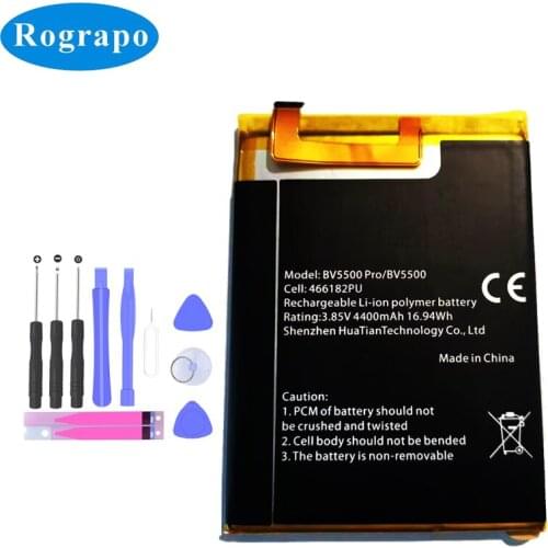 New 4400mAh 466182PU Replacement Mobile Phone Battery For Blackview BV5500 BV5500Pro Pro Original Accumulator+Tools