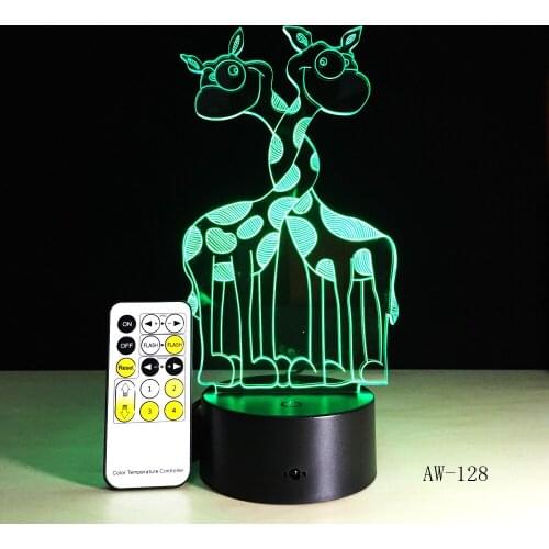 New Style 3D Giraffe Model Lamp LED Night Light Acrylic Lamparas Atmosphere Lamp Friends Kids Birthday Gift AW-128