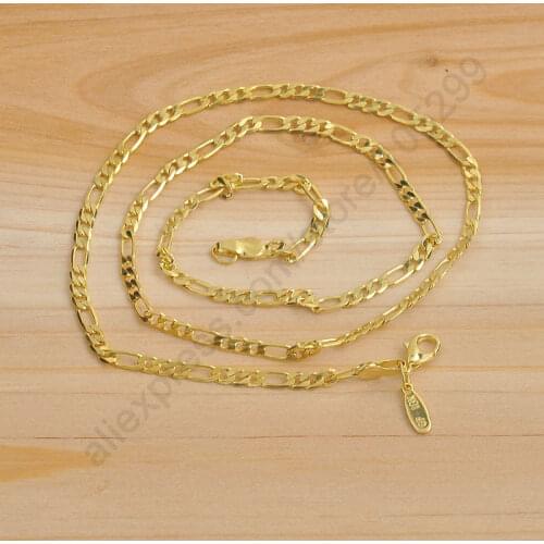 Top Quality Man Necklace Yellow Gold Color Figaro GP Necklaces Chain 3MM For Pendant With Lobster Clasps 1 PC Fast Shipping