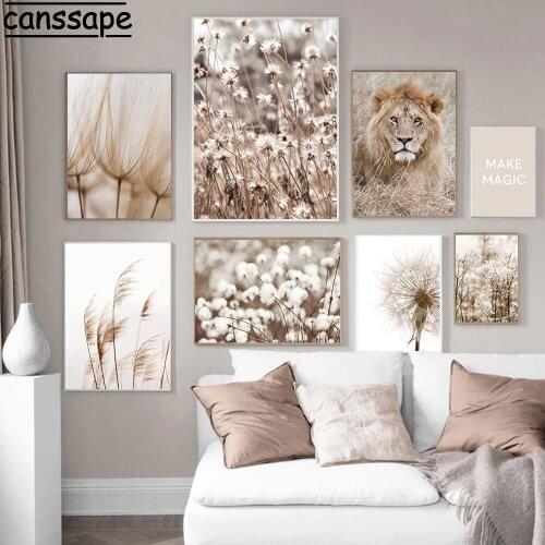 Landscape Posters Reed Prints Lion Poster Dandelion Painting Dead Grass Canvas Print Modern Wall Pictures Living Room Decoration
