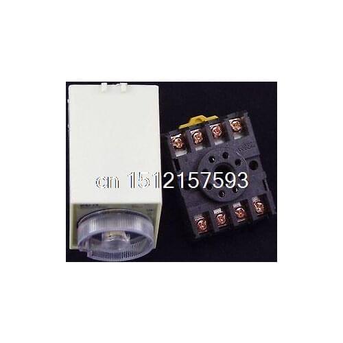 220VAC Power off delay Time Timer Relay 0-60 seconds With Socket Base PF083A