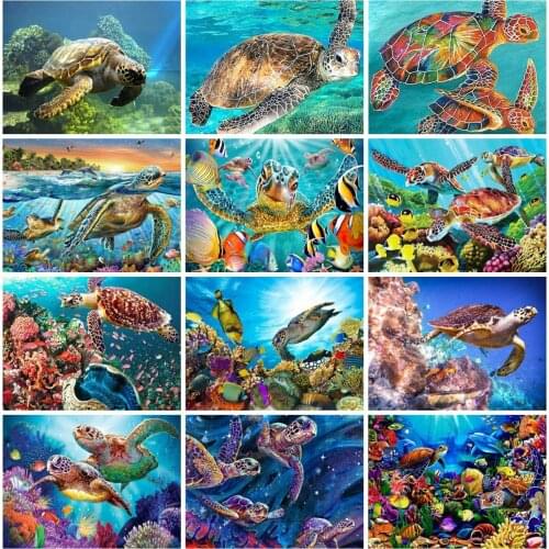 EverShine Painting By Numbers Animals Handpaint DIY Coloring By Numbers Tortoise Drawing Canvas Wall Set Children Room Decor