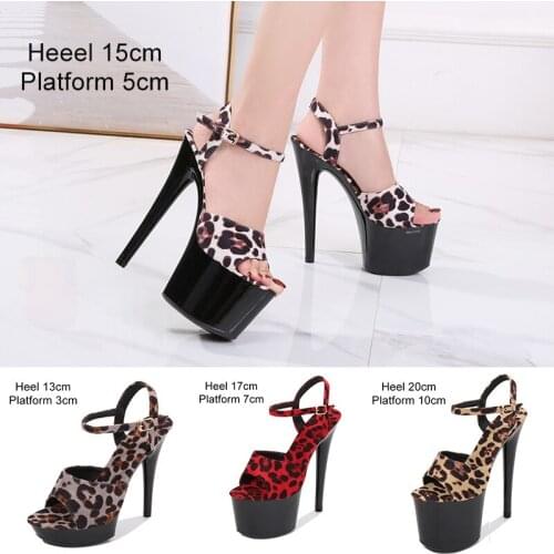 Hot Women Sandals 2020 New High Heels Leopard Print Plus Size Platform Shoes Ladies Stripper Heels Shoes Summer Sexy Party Shoes