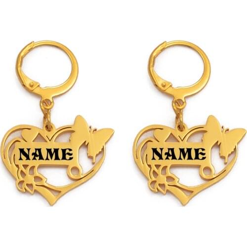 Anniyo Personalized Names Earrings for Women Girl Kiribati Micronesia Chuuk Letters Customize Stainless Steel Jewelry #112721