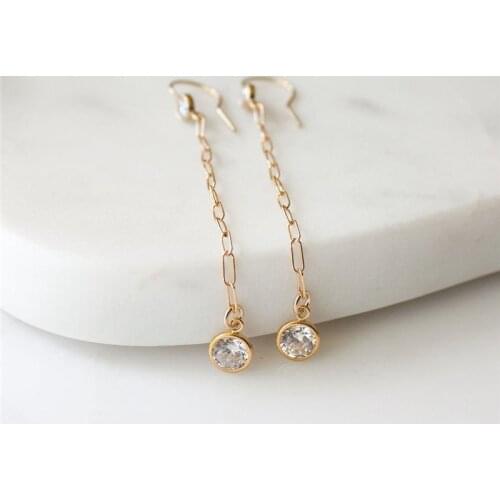 14K Gold Filled Zircon Earrings Handmade Fine Jewelry Drop Earrings Boho Oorbellen Brinco Vintage Jewelry Women Earrings