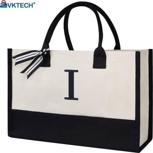 Stylish Canvas Tote Bag-Large Capacity Cotton Canvas Tote Bag Book Shopping Packet Craft DIY Drawing Gift Bag Travel Tote Packag