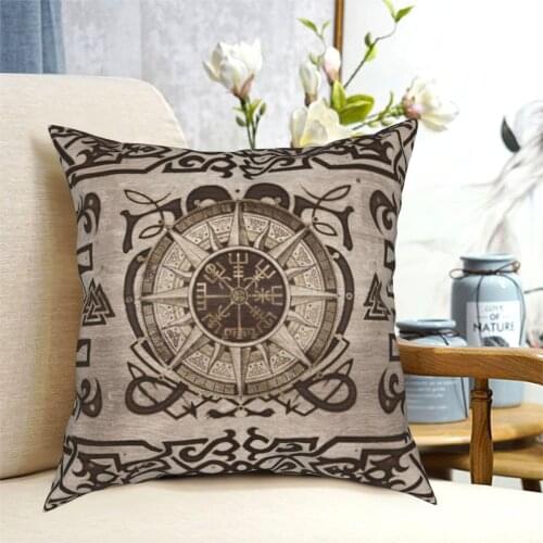 Vegvisir Viking Nordic Mythology Pillowcase Printed Polyester Cushion Cover Decoration Runes Pillow Case Cover Bed 40X40cm