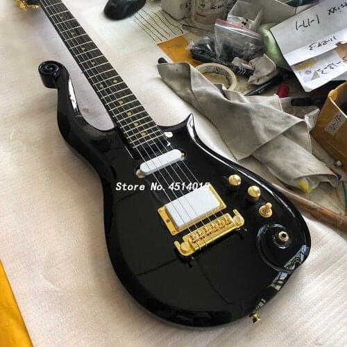 High quality 6 string electric guitar Wang Ziyun electric guitar, black paint, gold accessories, support custom free shipping