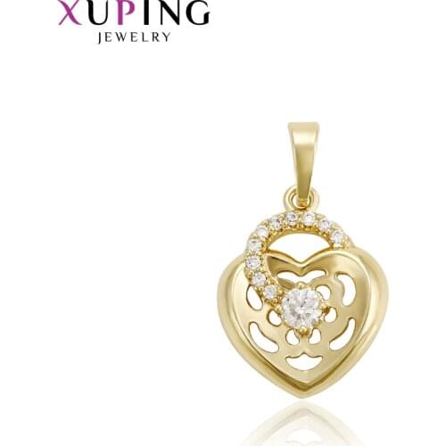 Xuping Fashion Heart Shape Necklace Pendant Light Yellow Gold Color Plated Christmas Jewelry Gift 33200
