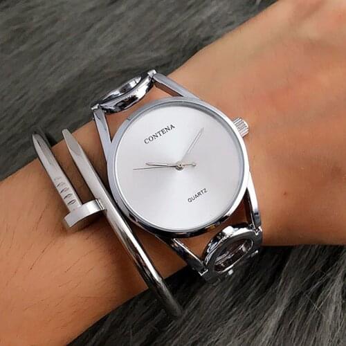 Contena Women Watch 2019 New Relogio Feminino Luxury Ladies Unique Designer Full Stainless Steel Rhinestone Bracelet Wristwatch