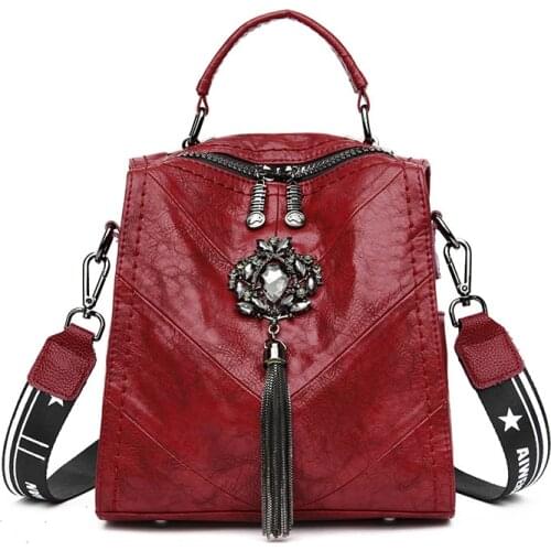 Women Backpack Purse Leather Fashion Travel Casual Detachable Ladies Tassel Shoulder Bag Mothers Multifunctional Crossbody Bags