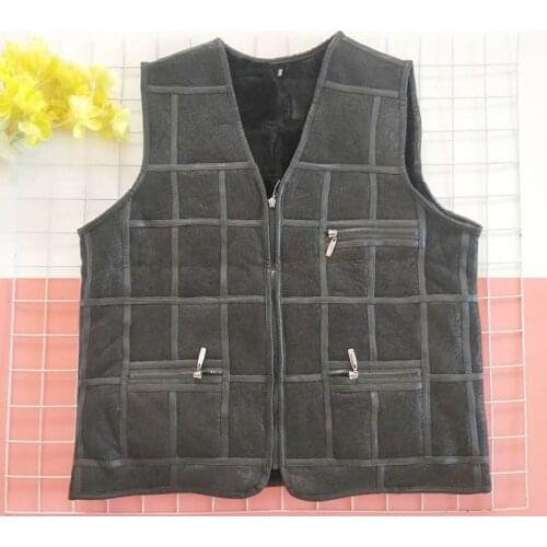 Winter middle-aged elderly vests Cashmere vest wool liner sheepskin warm Jacket thick Sleeveless Leather Coats zipper
