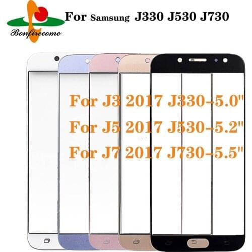 10Pcs\lot For Samsung Galaxy J3 J5 J7 2017 J330 J530 J730 LCD display Front outer Touch Panel Screen Glass Replacement