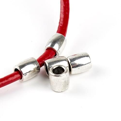 20pcs Antique Silver Color Big Hole Spacer beads 6*7mm fit 4mm Leather Cord DIY European Bracelets Findings