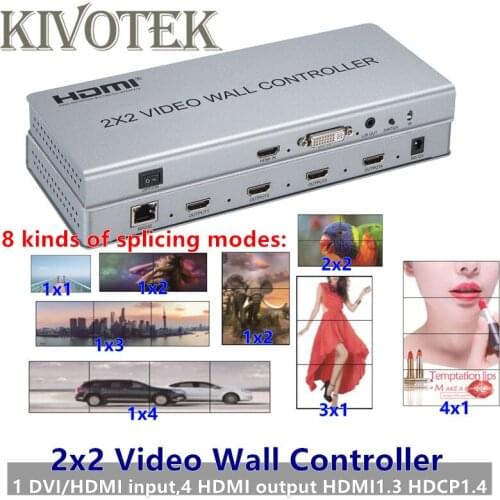 2x2 HDMI DVI Video Wall Controller Adapter LCD 1080PTV wall Processor Switch Split 4-hdmi+Audio Out Connector IR RS232 splicing