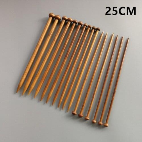 36Pcs/set 18 Sizes 25cm Carbonized Bamboo Knitting Needles Set Single Pointed Smooth Crochet Tool Chinese Style