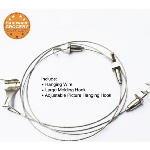 Exhibition Art Hanging System Gallery Large Picture Photo Paint Display Kit Stainless Steel Wire Molding Hook Hanger 1.5m 4pcs