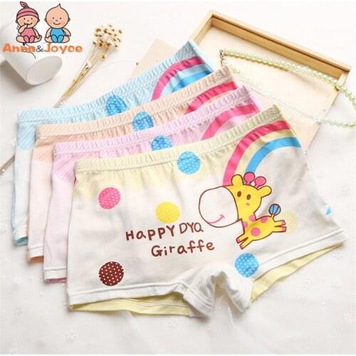4 Pc/lot Baby Girls Underwear Panties Kids 100% Cotton Underwear Boxer Girls Boxer Clothes 2-10 Years