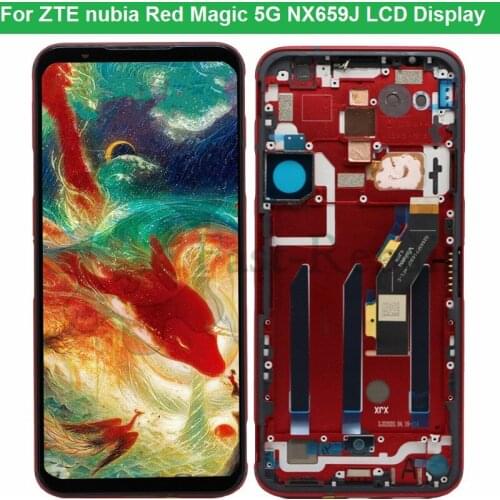 6.65" Original Amoled For ZTE nubia Red Magic 5G NX659J LCD Display Screen Frame Touch Panel Digitizer For nubia Red Magic5G LCD